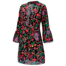 Load image into Gallery viewer, Women&#39;s Dresses Plus Size Loose Print Long Sleeve V-Collar Button Mini Dress