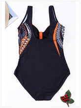 Load image into Gallery viewer, New Female High Waist One-piece Swimsuit Chic Print V-neck Sleeveless Slim Plus Size Sling One-piece Swimwear