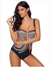 Load image into Gallery viewer, New Female High Waist One-piece Swimsuit Chic Print V-neck Sleeveless Slim Plus Size Sling One-piece Swimwear