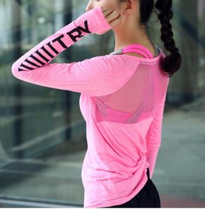 Fitness Yoga Shirt Breathable Sportswear Women T Shirt Sport Yoga Top Quick-Dry Running Shirt Gym  Sport Shirt Jacket