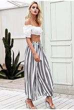 Load image into Gallery viewer, Casual High Waist Split Stripe Wide Leg Pants