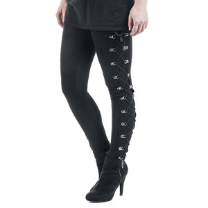 Fall Casual Gothic Office Lady Punk Style Women Plain Thin Straight Black Leggings