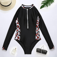 Load image into Gallery viewer, Print Floral One Piece Swimsuit Long Sleeve Swimwear Women Bathing Suit Retro Swimsuit