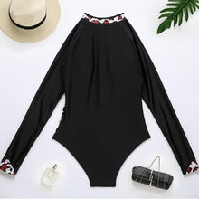 Load image into Gallery viewer, Print Floral One Piece Swimsuit Long Sleeve Swimwear Women Bathing Suit Retro Swimsuit