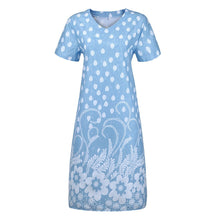 Load image into Gallery viewer, Summer Dot Floral Print V-Neck Short Sleeves Midi Dress