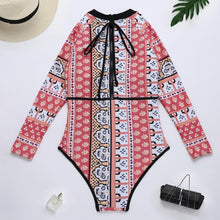 Load image into Gallery viewer, Print Floral One Piece Swimsuit Long Sleeve Swimwear Vintage One-piece Surfing Swim Suits