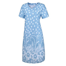 Load image into Gallery viewer, Summer Dot Floral Print V-Neck Short Sleeves Midi Dress