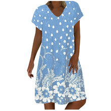 Load image into Gallery viewer, Summer Dot Floral Print V-Neck Short Sleeves Midi Dress