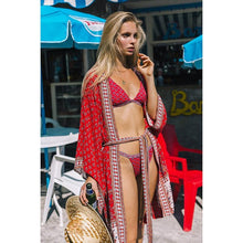 Load image into Gallery viewer, Hippie Floral Printed Kimono Long Sleeve Thin Vintage Belt Cover Up