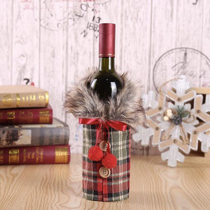 Christmas Red Wine Bottle Clothes Restaurant Decoration Props Bow Wine Bottle Set