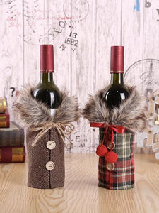 Christmas Red Wine Bottle Clothes Restaurant Decoration Props Bow Wine Bottle Set