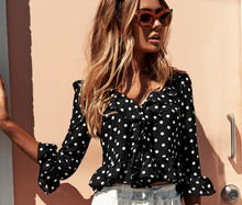 Load image into Gallery viewer, Polka-dot V-neck fashion casual ladies top