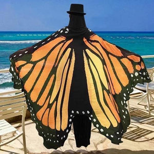 Chiffon Beach Butterfly Wing Print Shawl For Women