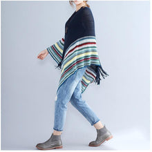 Load image into Gallery viewer, Women Patchwork Long Sleeve Tassels Shawl Sweaters