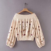 Load image into Gallery viewer, Embroidered Puff-sleeves Blouses&amp;Shirts Top