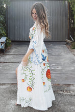Load image into Gallery viewer, Summer New Arrival Flower embroidery V-neck large Morning glory sleeve dress Goddess dress