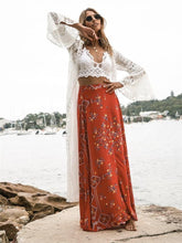 Load image into Gallery viewer, White Fashion Sexy Mesh Lace V Neck Beach Maxi Cover-up