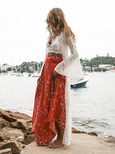Load image into Gallery viewer, White Fashion Sexy Mesh Lace V Neck Beach Maxi Cover-up