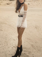 Load image into Gallery viewer, White Sexy Hollow V-neck Strap Lace Vacation Style Romantic Romper