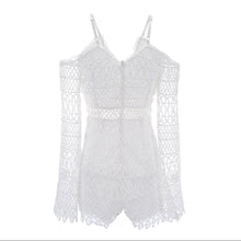 Load image into Gallery viewer, White Sexy Hollow V-neck Strap Lace Vacation Style Romantic Romper