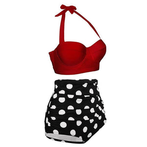 Polka Dot Sexy Women High Waist Bottom Bikini Swimwear Bikini Set