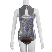 Load image into Gallery viewer, Bling Dazzling Holographic Sequins Backless Bodysuits Sexy One Piece Swimming Suits