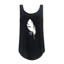 Load image into Gallery viewer, Women&#39;s Casual Sleeveless O-Neck Pullover Feather Print Tank Top Loose Vest T-Shirt