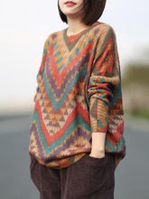 Load image into Gallery viewer, Knitting Loose Striped Colorful Sweater