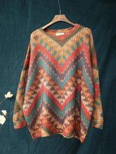 Load image into Gallery viewer, Knitting Loose Striped Colorful Sweater