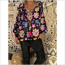 Load image into Gallery viewer, Women&#39;s Shirts Print Loose Long Sleeve V-neck Tops