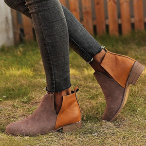 Women Shoes Retro High Heel Ankle Boots Female Block Mid Heels Casual Boot