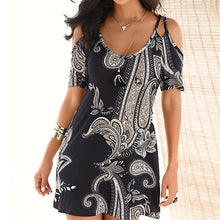 Load image into Gallery viewer, New Fashion Womens Short Sleeve Print Strapless Shoulder Mini Dress