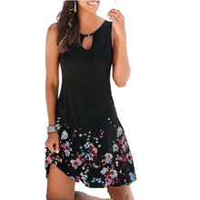 Load image into Gallery viewer, New Women Print Sleeveless Hollow-out Round Neck Dress
