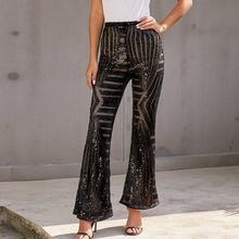 Load image into Gallery viewer, Sequin slacks women&#39;s new high waist loose straight leg trousers for autumn
