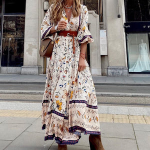 Fall/Winter Fashion Print Boho Long Dress