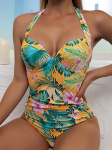 Printed one-piece halterneck sexy swimwear