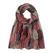 Load image into Gallery viewer, Printed Bali scarf women&#39;s ginkgo biloba cotton linen hand feel silk scarf large shawl