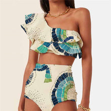 Load image into Gallery viewer, Bikini women&#39;s double layer large lotus leaf split swimsuit
