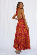 Load image into Gallery viewer, New women&#39;s sexy lace-up halterneck split print resort dress