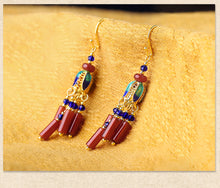 Load image into Gallery viewer, Ethnic Style Retro Red Agate Tassels Fashion Sense Earrings