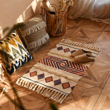 Load image into Gallery viewer, Nordic style cotton tassel woven floor mats Bedroom bedside mats Simple modern carpets