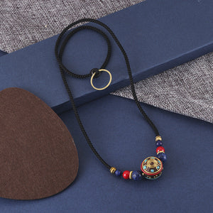 Classical National Style Nepalese Beads Retro Simple Versatile Personalized Fashion Pendant Adjustable Necklace
