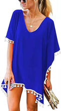 Load image into Gallery viewer, Crewneck chiffon fringed dress loose fit beach blouse