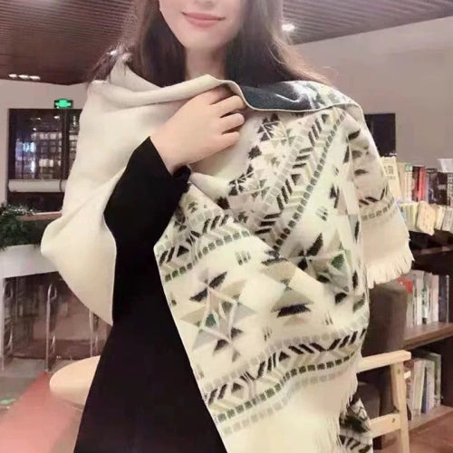 Shawl women's outfit imitation cashmere scarf, autumn and winter cape, blanket, dual-purpose ethnic style tourism