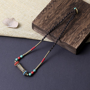 Tibetan ethnic style Nepal beads woven clavicle chain retro simple Joker fashion niche necklace