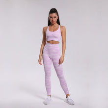 Load image into Gallery viewer, Seamless knitted camouflage yoga wear women&#39;s sports bra beauty back sweat-absorbent running pants suit