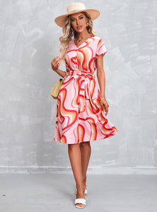 Summer print short sleeve dress