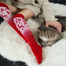 Load image into Gallery viewer, Christmas elk long tube wool pile over the knee pile sock woman