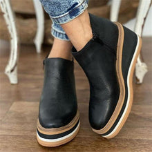 Load image into Gallery viewer, New autumn viscose shoes casual round head thick heel spot solid color low help British solid color fashion boots.