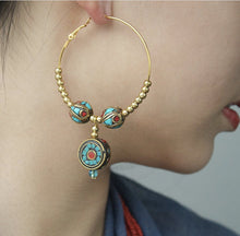 Load image into Gallery viewer, Original Ethnic Style Earrings Nepal Earrings Tibetan Earrings Large Circle Female Earrings Vintage Earrings